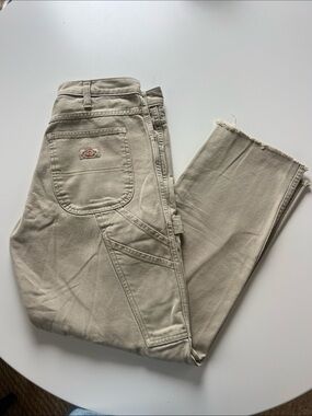 Dickies Beige Carpenter Pants with Frayed Hem size 28x32